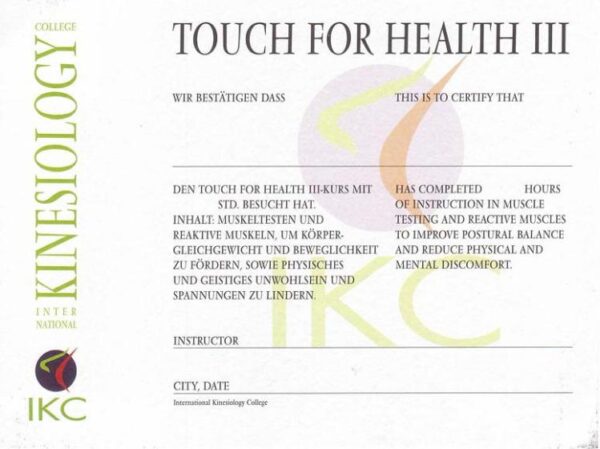 Touch for Health III-Zertifikat (IKC)